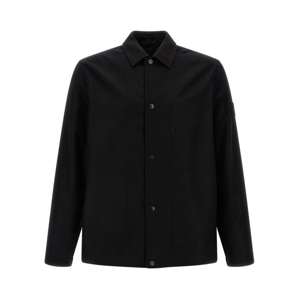 Stone Island Black Virgin Wool Men's Blouse